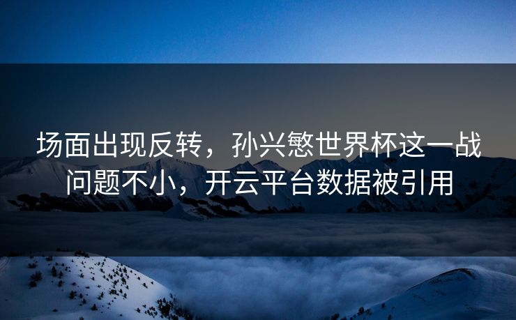 场面出现反转，孙兴慜世界杯这一战问题不小，开云平台数据被引用